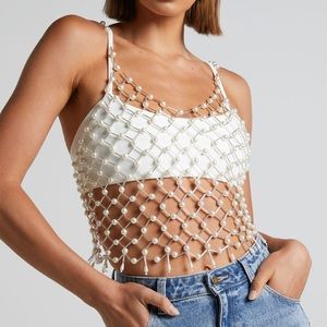 Showpo Pearl Beaded Top